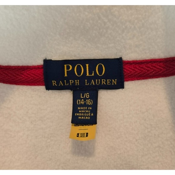 Polo Ralph Lauren Fleece Quarter Zip Youth Large 14-16 Polar White Sweatshirt - Picture 3 of 14